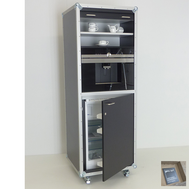Beistellschrank mit Kühlschrank und Kaffeevollautomat
