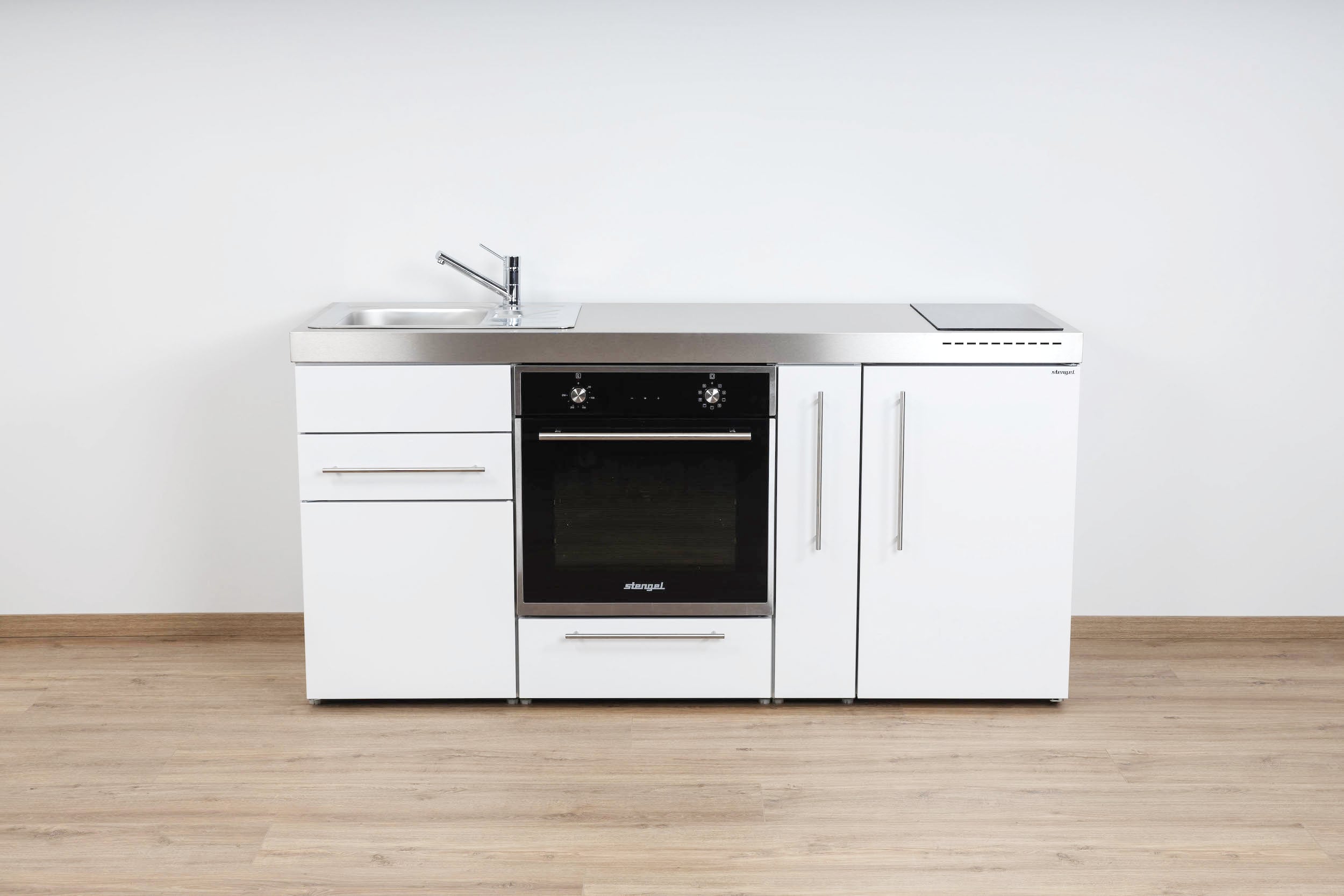 MPB180A-Weiss Miniküche Premiumline MPB 180 A - Mit Backofen & Apothekerauszug