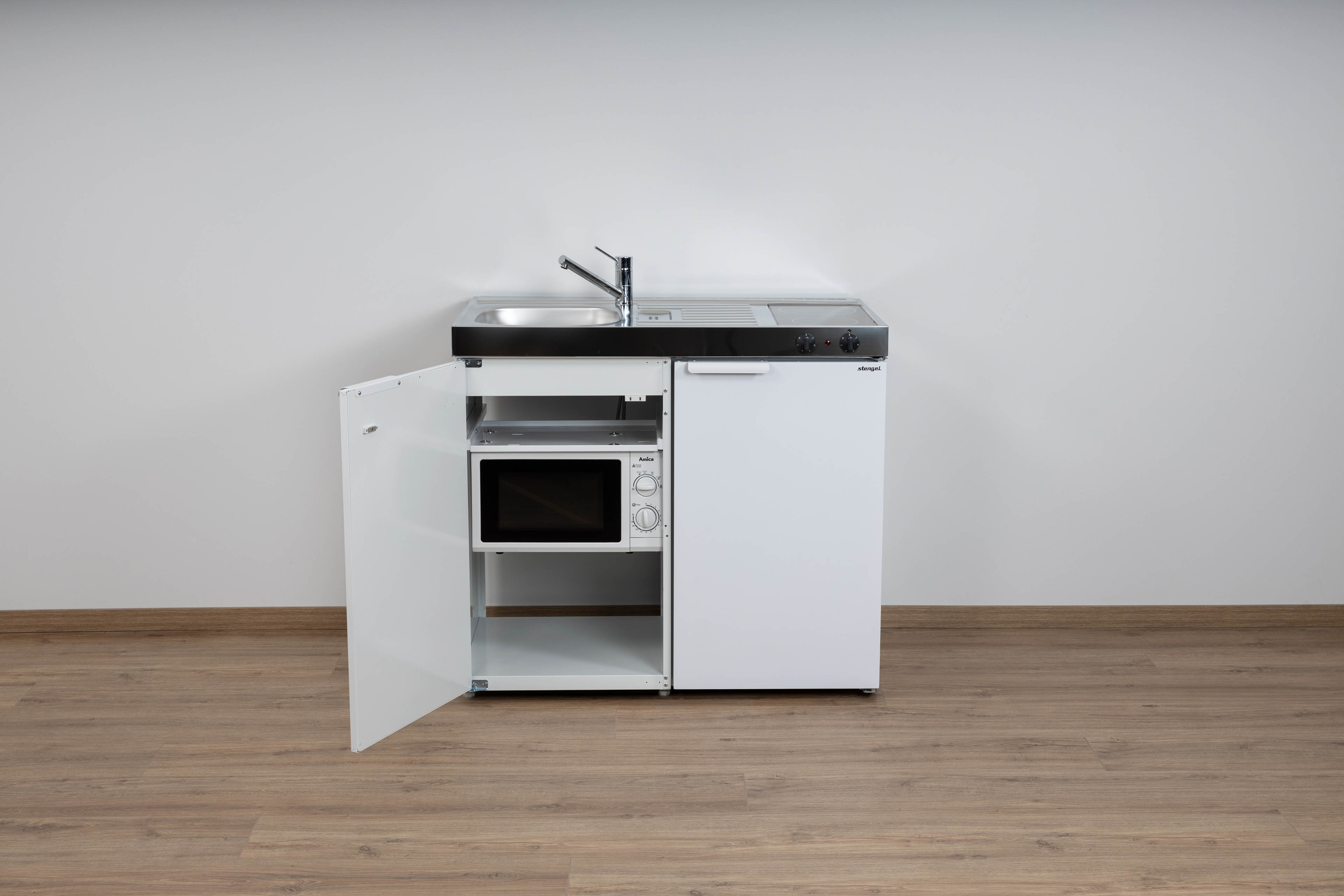 MKM100-Glaskeramik-Wei Miniküche Kitchenline MKM 100 - Mit Mikrowelle