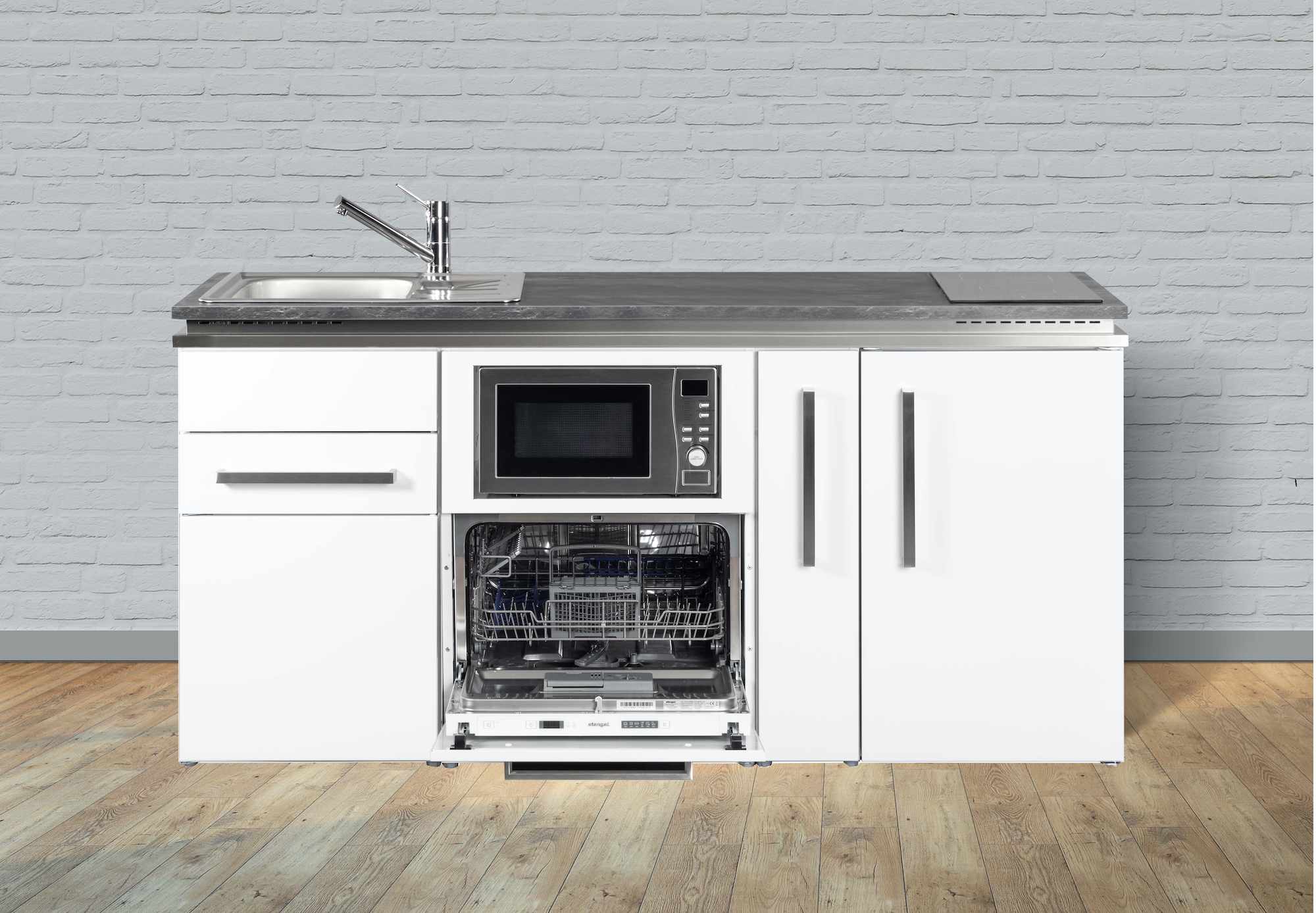 Miniküche Designline MDGSM 180 A - Mit Mikrowelle - Geschirrspüler - Apothekerauszug - Schublade