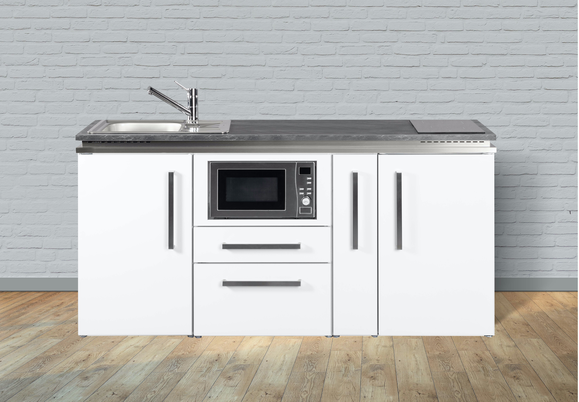Miniküche Designline MDM 180 A - Mit Mikrowelle - Apothekerauszug - Schublade