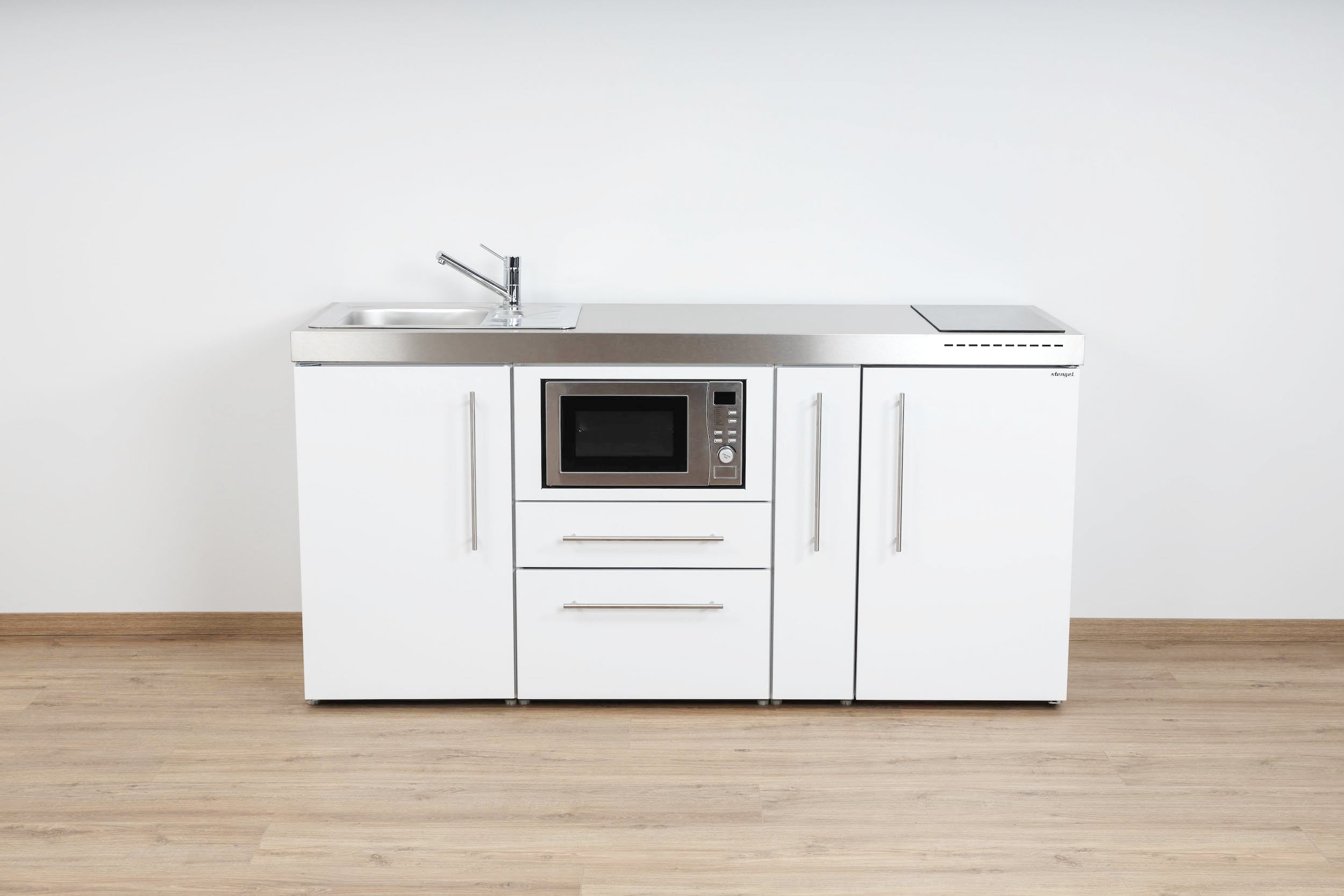 MPM180A-Weiss Miniküche Premiumline MPM 180 A - Mit Mikrowelle & Apothekerauszug